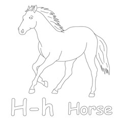H for Horse Coloring Page
