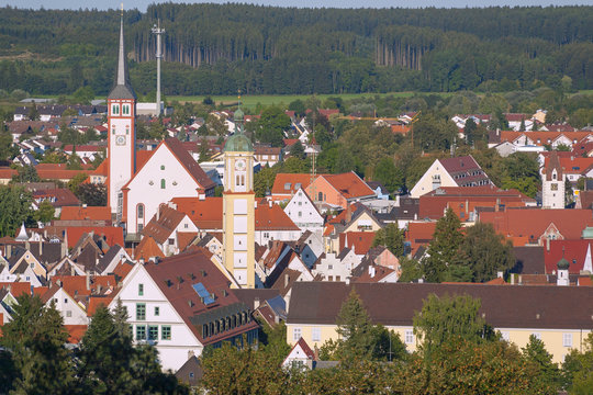 Allg&auml;u, Mindelheim, Stadtblick von Katharinenkapelle