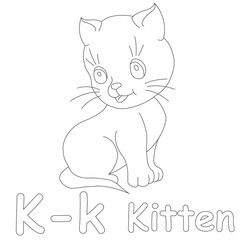 K for Kitten Coloring Page