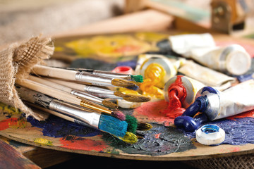 Obraz premium Paints and brushes