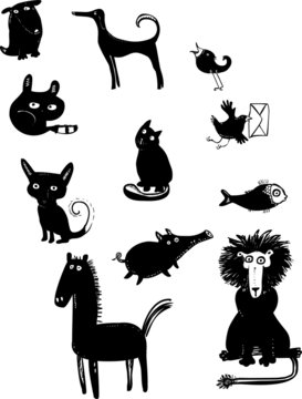 Funny animal silhouettes