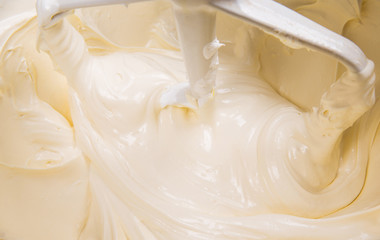 Mixing Cake Ingredients in Mixer Bowl