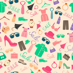 Fashion and clothes accessories seamless pattern