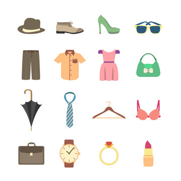 Fashion and clothes accessories icons