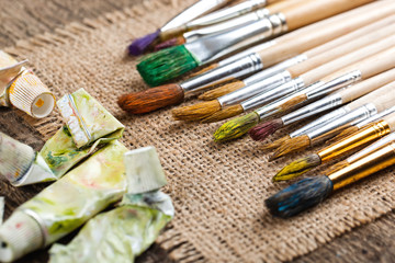Paints and brushes