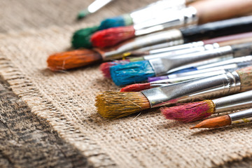 Fototapeta premium Paints and brushes