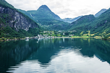 Mountain landscape, Geiranger fjord, Norway.