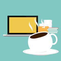 Vector Cup of Coffee with laptop