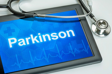 Tablet mit der Diagnose Parkinson auf dem Display