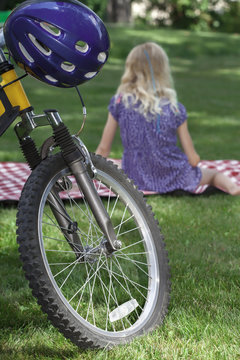 Picnic recreation after bike riding