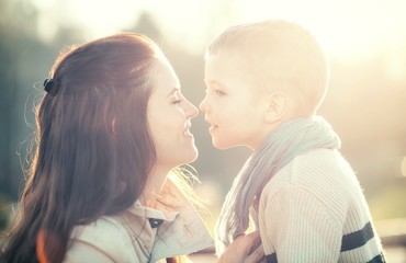 Mother and child playing in the park