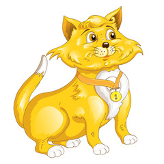Cartoon cat with medal