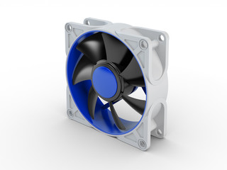 Computer performance cooling fan isolated on white background
