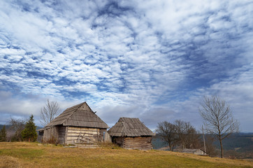 Dilapidated wooden houses