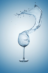 Water Splash in Wine Glass.