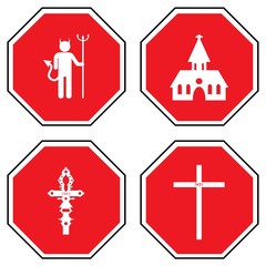 Obraz premium Croyances dans 4 panneaux Stop