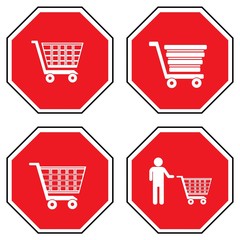 Caddies dans 4 panneaux Stop	