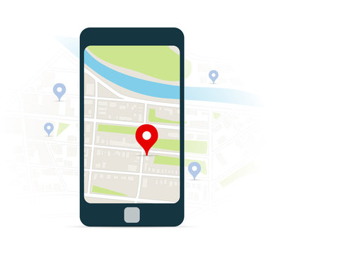 Mobile Navigation   And Map With Pins