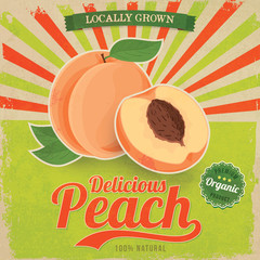 Colorful vintage Peach label poster vector illustration