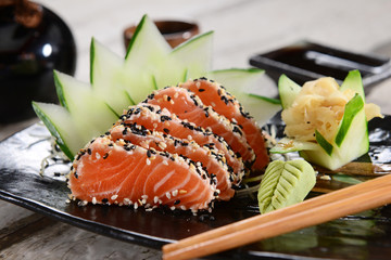 Salmon sashimi