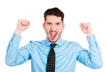 Angry business man, yelling, screaming