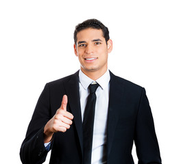 Successful business man giving thumbs up