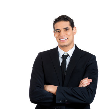 Headshot of smiling confident handsome businessman 
