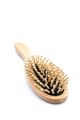 Wood comb isolated white background
