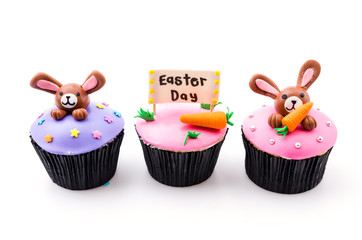 Easter cupcakes isolated white background