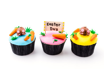 Easter cupcakes isolated white background