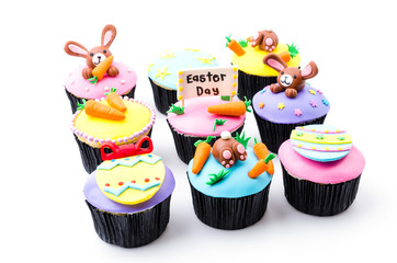 Easter cupcakes isolated white background