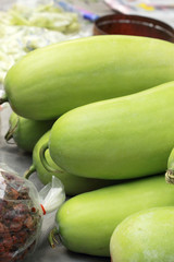 Fresh vegetables - green hatch in the market.