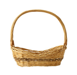 Fototapeta na wymiar Wicker gift basket isolated on white background