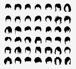 vector set of women's hairstyles