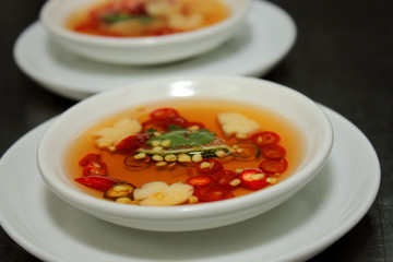 Chilli and fish sauce for thai food.