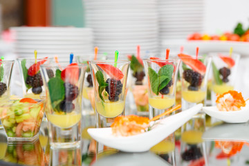 Berry dessert in shot glasses