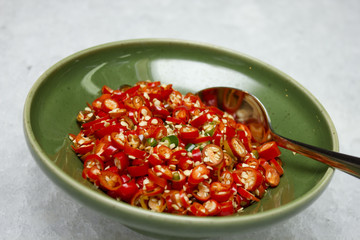 Sliced ​​red pepper
