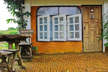 The porch and the accommodation by resort style