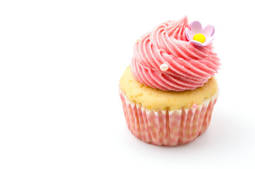Vanilla cupcakes isolated white background