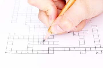 Crossword puzzle close-up