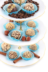 Set of chocolate candies, isolated on white
