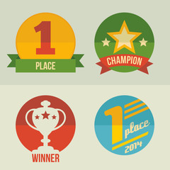 First place icon set flat design