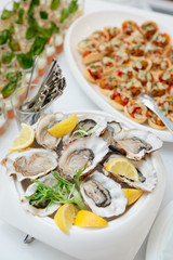 Fresh oysters and another dishes