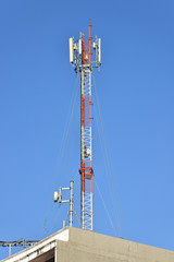 Fototapeta na wymiar Antenna of radio communication and satellite tower