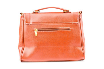 Woman leather bag isolated white background