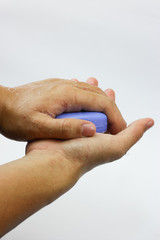 A soap on human palm