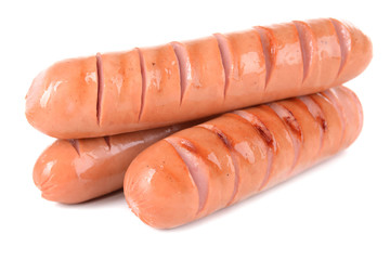 Grilled sausage isolated on white
