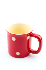 Red mug isolated white background