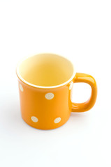 Yellow mug isolated white background