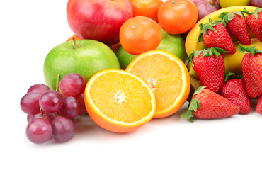 fresh fruits isolated on white background